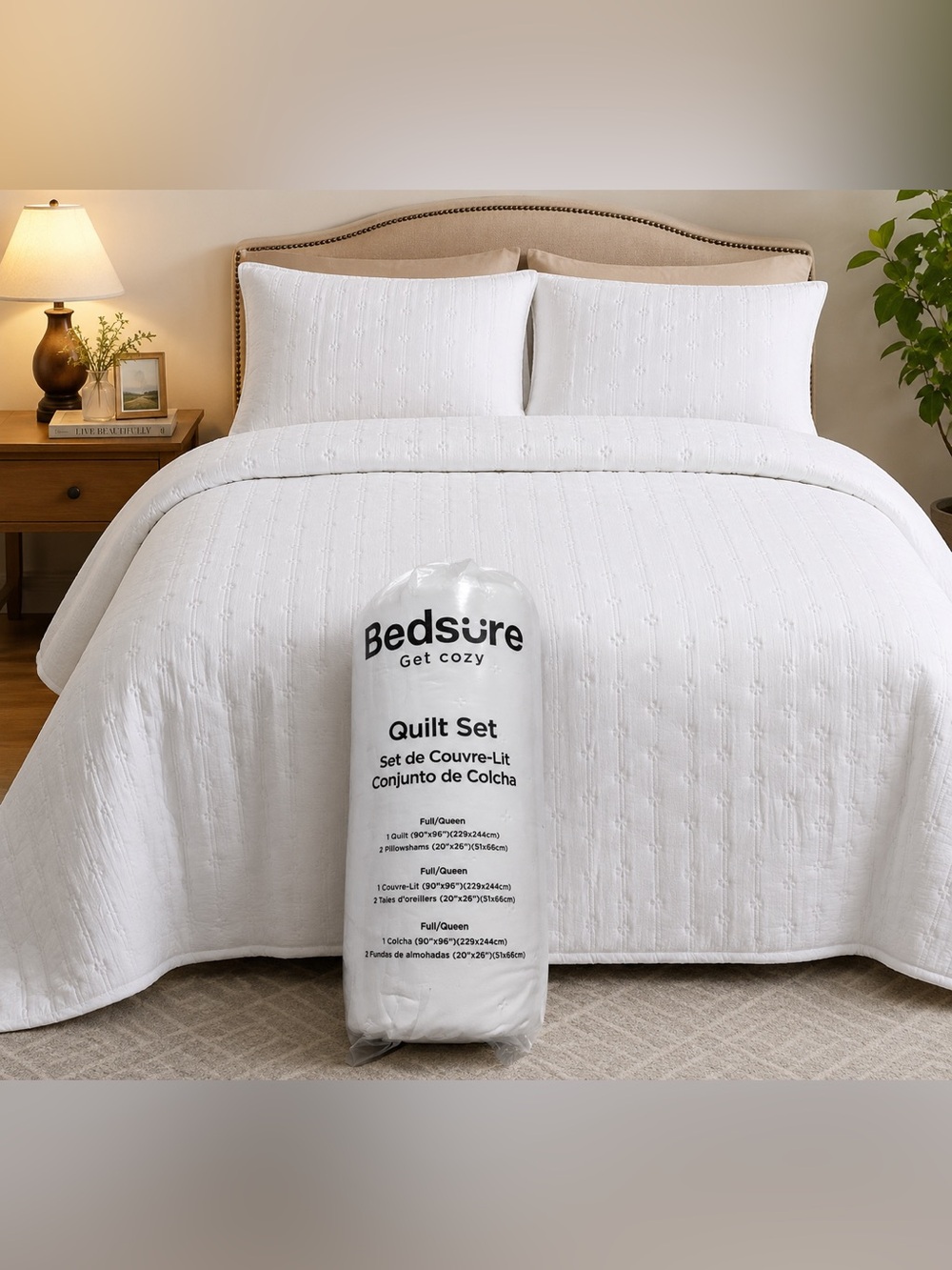Bedsure   White Quilt Set Full/Queen Size Brand New